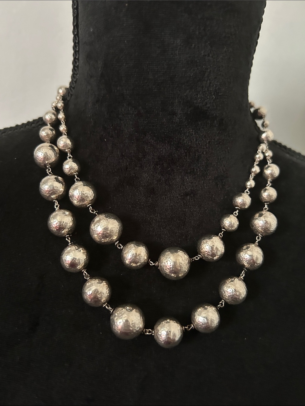Double Strand Silver Ball Necklace - Women Jewelry